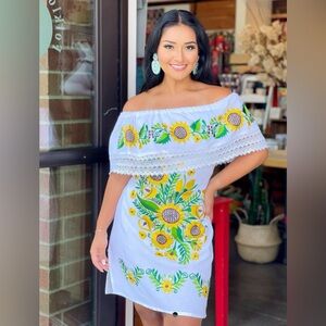 Bohemian Embroidered off the shoulder dress M